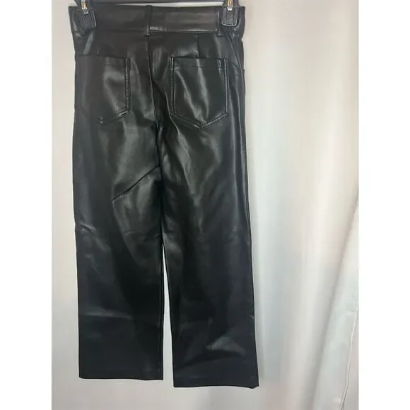 ZARA Women's High-Waist Cropped Pants Black Size 10 Casual - Picture 4 of 8